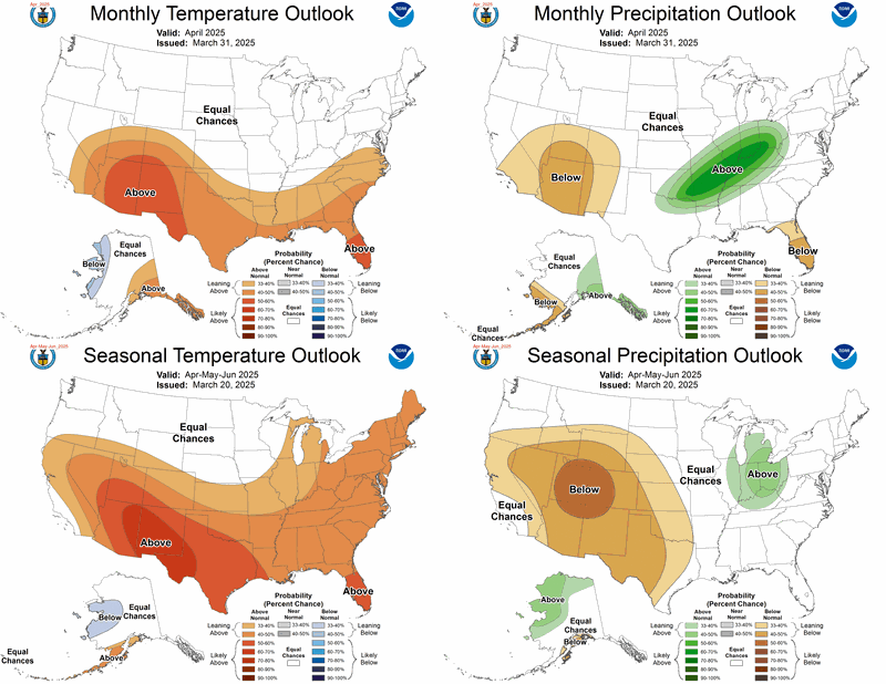Monthly and 90-Day Forecast for Temperature and Precipitation