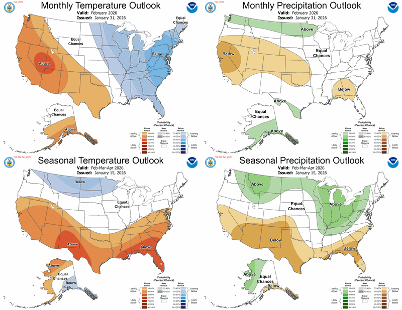 Monthly and 90-Day Forecast for Temperature and Precipitation