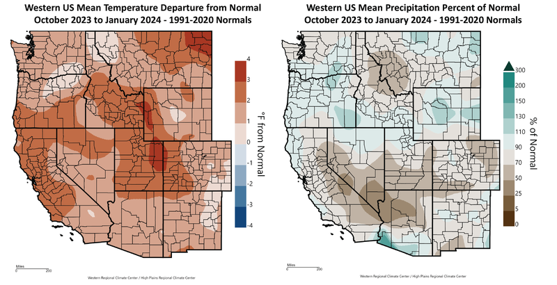 Water Year Temperature and Precipitation Departures