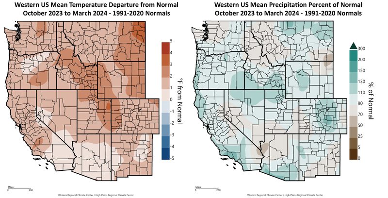 Water Year Temperature and Precipitation Departures