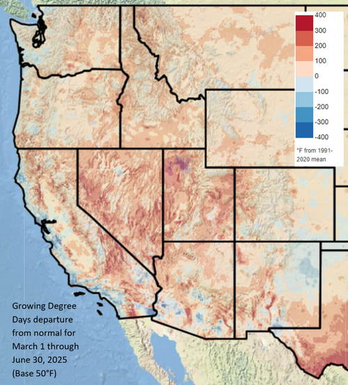 March through June 2025 GDD