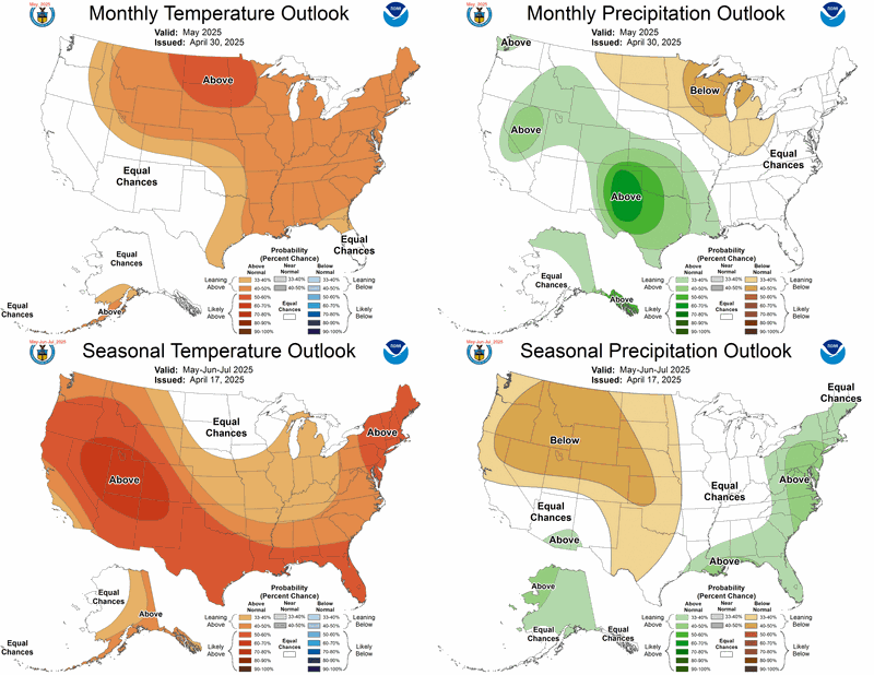 Monthly and 90-Day Forecast for Temperature and Precipitation