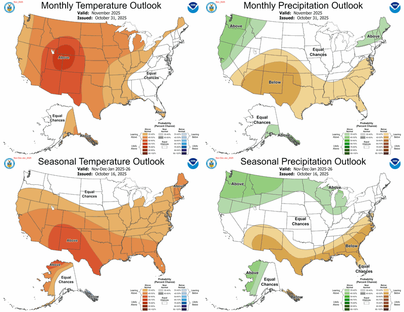 Monthly and 90-Day Forecast for Temperature and Precipitation