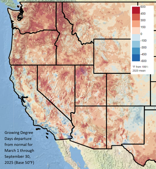 March through September 2025 GDD